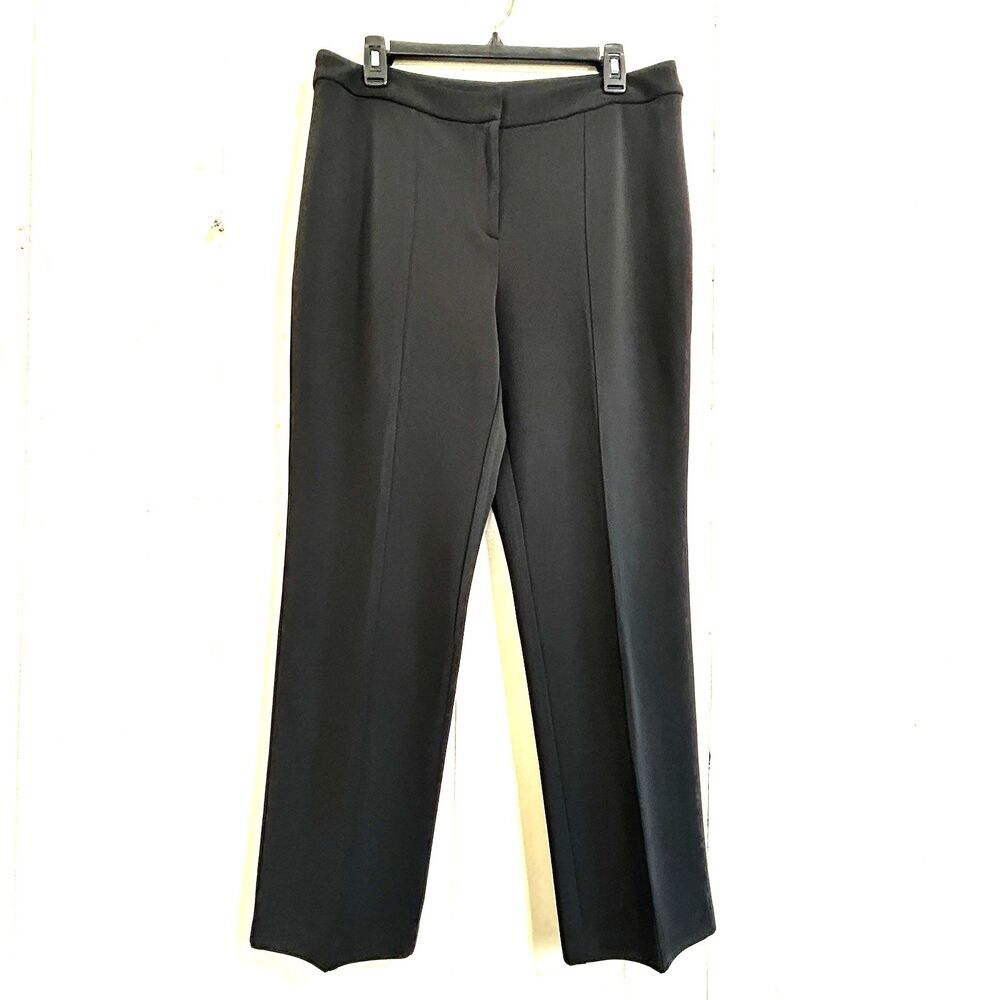 Chicos Pants Women's Size 8P Short Black Straight Leg Stretch Zipper Business